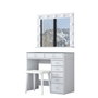 Hanah Home Mesa de Maquillaje Blanca con Espejo de 11 Focos y Puff